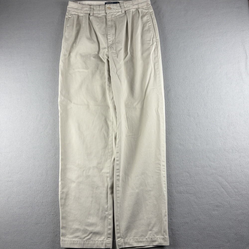 Vintage Polo Ralph Lauren Andrew Pant Chino Men 32x32 Double Pleat Khaki